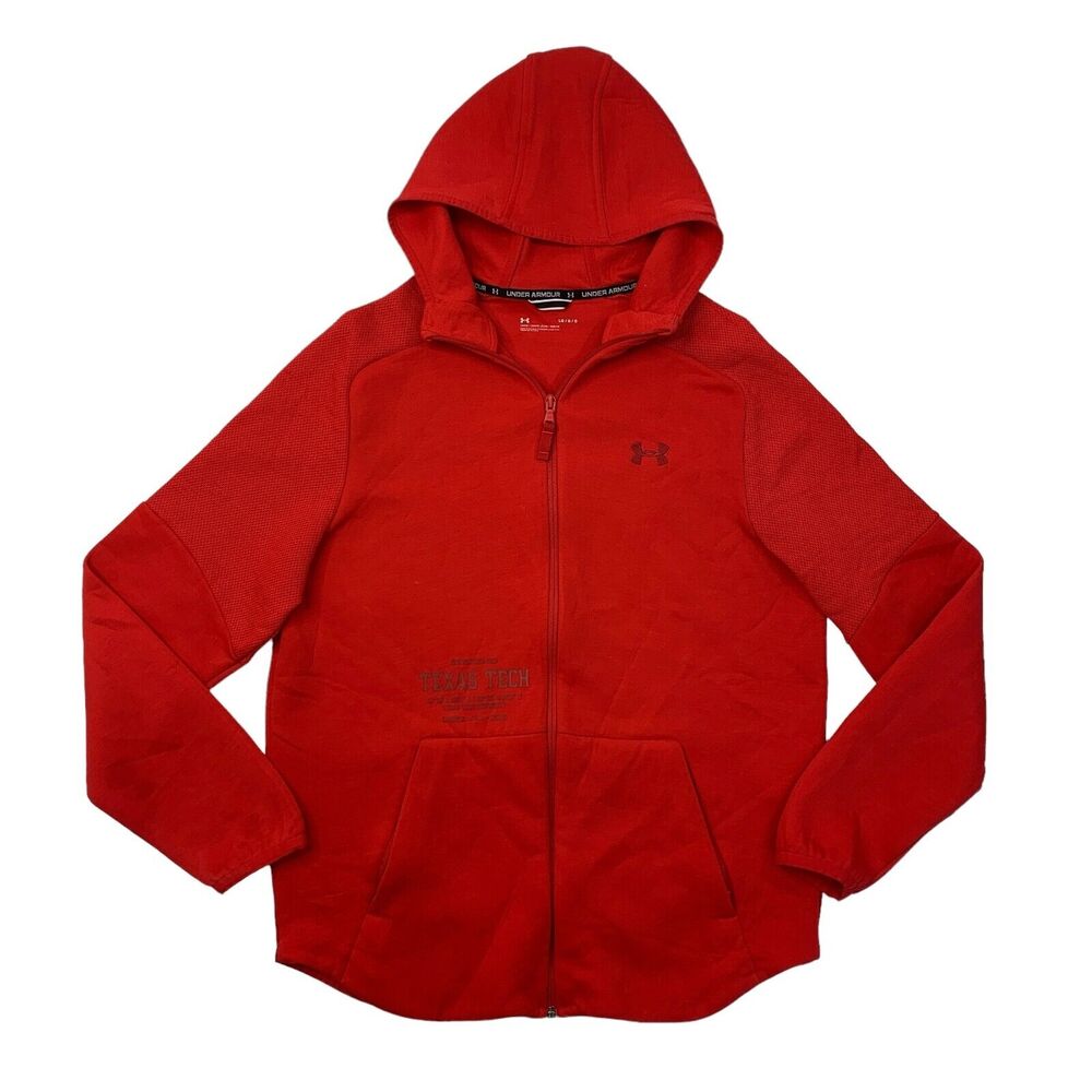 Under Armour Sweatshirt Mens L Large Red Full Zip Hoodie Texas Tech Red Raiders